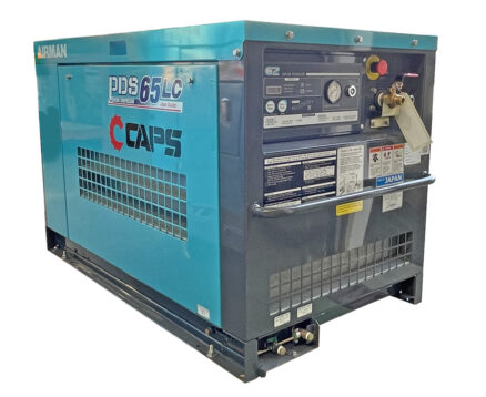 AIRMAN 65CFM BOX-TYPE AFTERCOOLED PORTABLE DIESEL COMPRESSOR C/W LEAK GUARD PDS65LC-5C5
